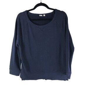 GAP Womens French Terry Sweatshirt Scoop Neck Cotton Blend Navy Blue M